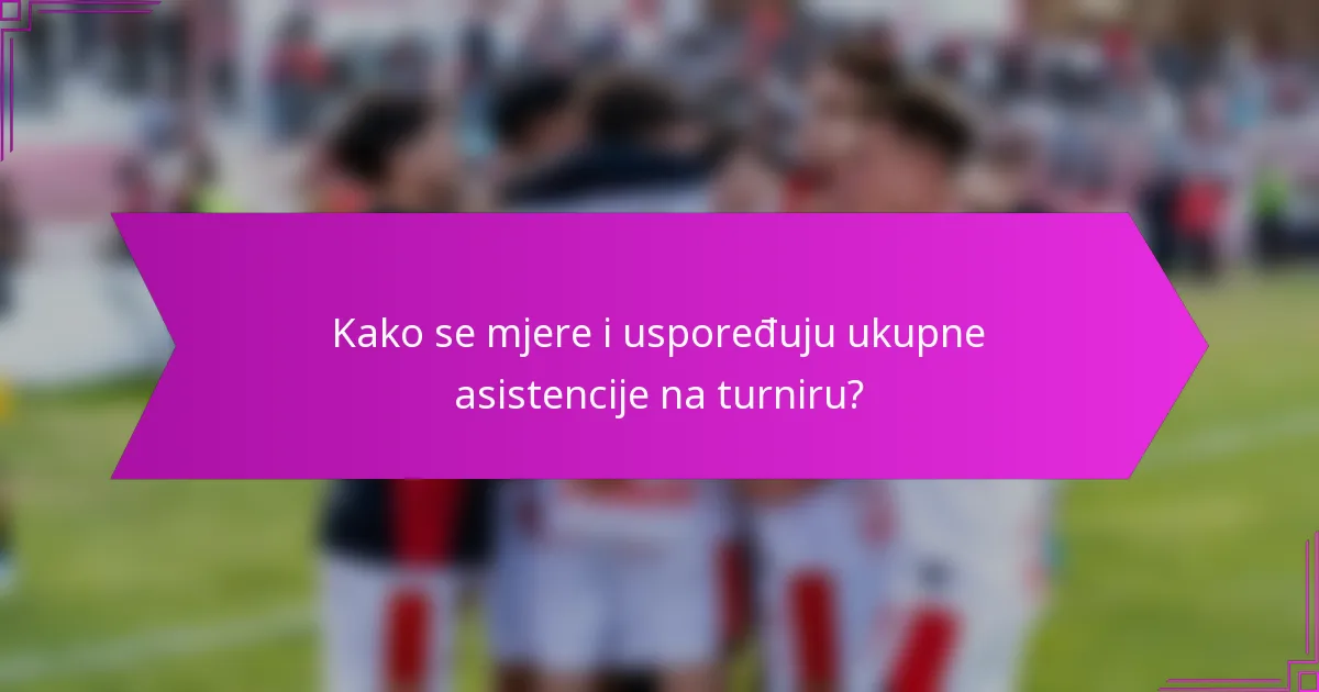 Kako se mjere i uspoređuju ukupne asistencije na turniru?