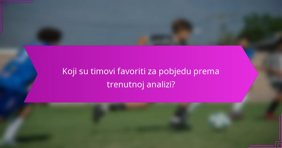 Koji su timovi favoriti za pobjedu prema trenutnoj analizi?